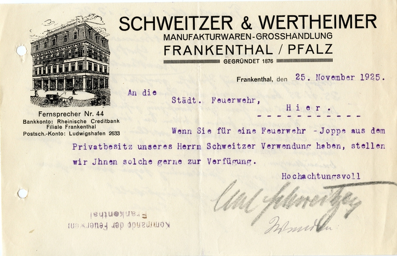 Frankenthal letterhead