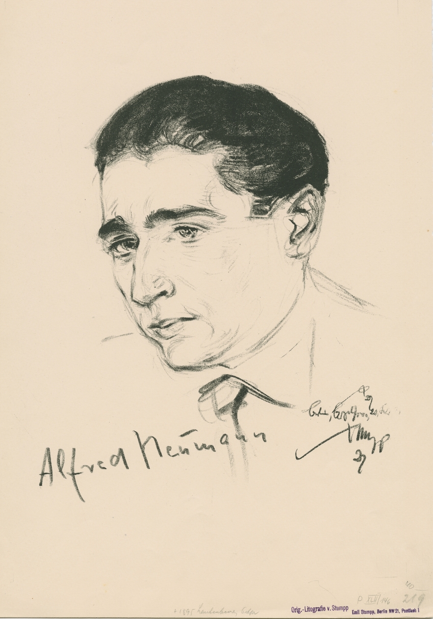 Lithographic print portrait of Alfred Neumann