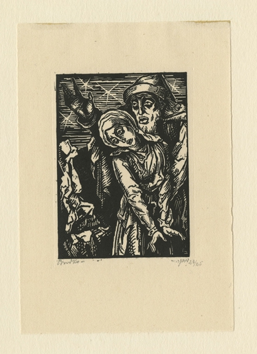 Woodcut illustration by Joseph Budko of Heinrich Heine's <i>The Rabbi of Bacharach</i>.