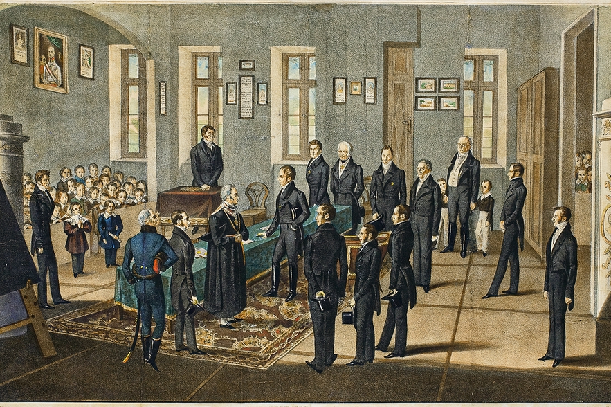 Ferdinand, King of Hungary and Crown Prince of Austria, visits the Jewish School in Pressburg