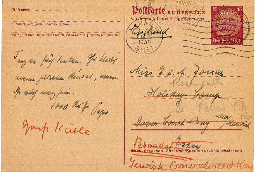 Postcard from Julius & Julie Jonas to their daughters Elizabeth and Margareth