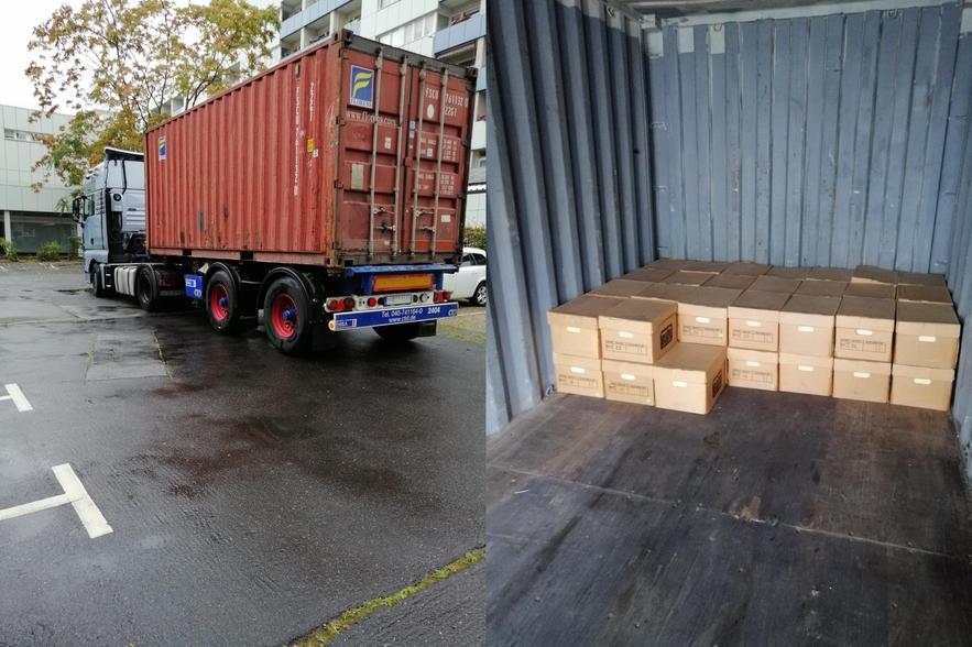 Truck at the ZfA Berlin transporting the AFJCE & RFJI Collections from Berlin during the Pandemic