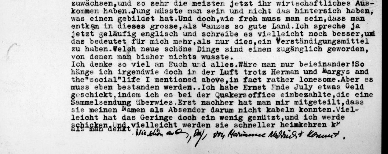 A mention of "Marianne" in a letter to Jacob's sister Lotte, dated November 11, 1943
