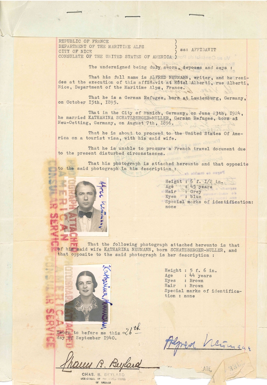 Alfred and Kitty immigration papers