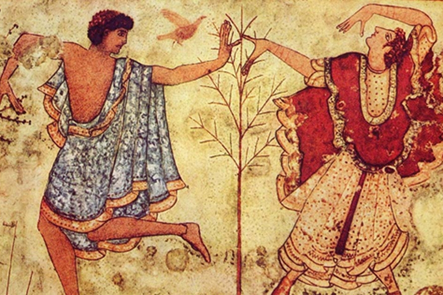 Detail of two dancers from an Etruscan Tomb