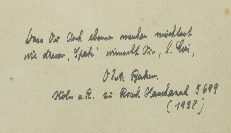 Inscription of  "Spatz macht sich," 1938