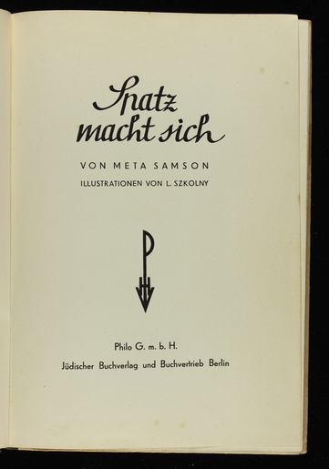 Title page of "Spatz macht sich," 1938