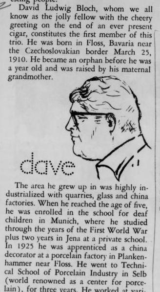 clipping of David Ludwig Bloch bio from "Decal Data" magazine