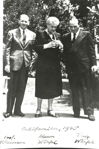 Professor Klarmann, Alma Werfel and Franz Werfel; California