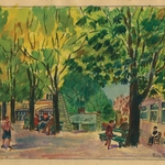 Fritz Fabian, City Square, Theresienstadt, 1944. LBI, 78.638.