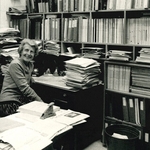 Getrude Scharff Goldhaber in her office