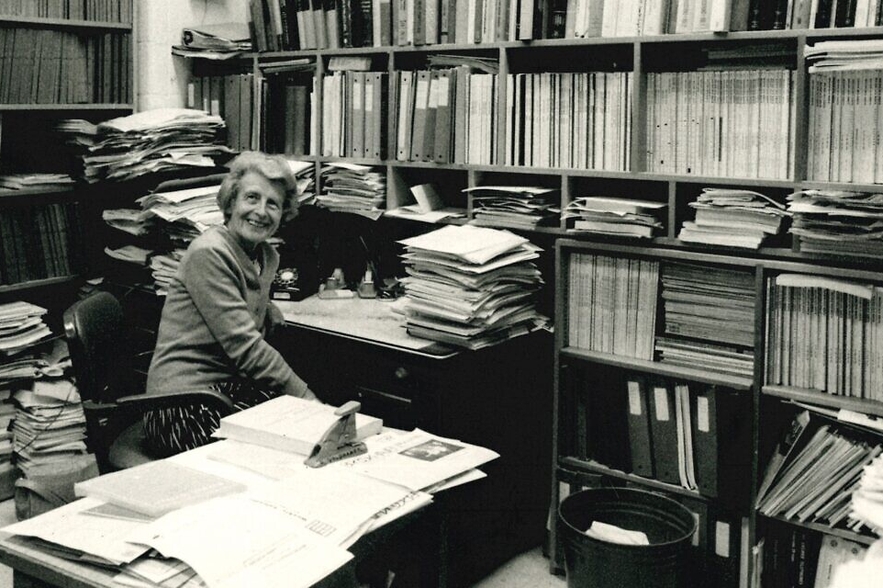 Getrude Scharff Goldhaber in her office