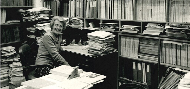 Getrude Scharff Goldhaber in her office