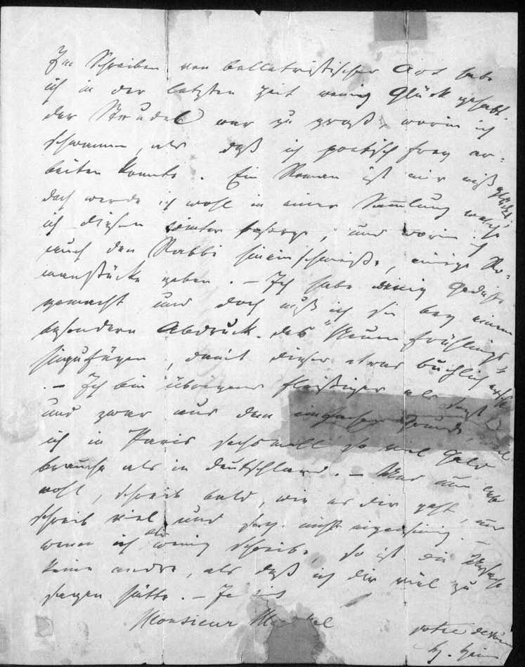 A letter to Friedrich Merckel Dieppe from Heinrich Heine, August 1932