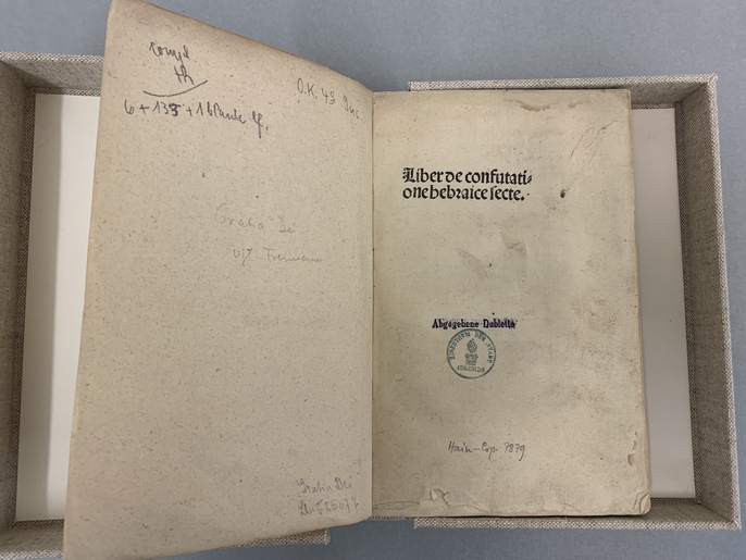 Gratia Dei: Liber de confutatione hebraice secte 1500 - Title Page