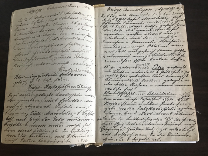 Handwritten war recipes