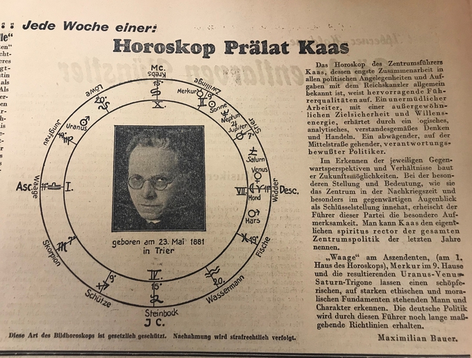 A horoscope from Hanussen's <i>Bunte Wochenscha</i>