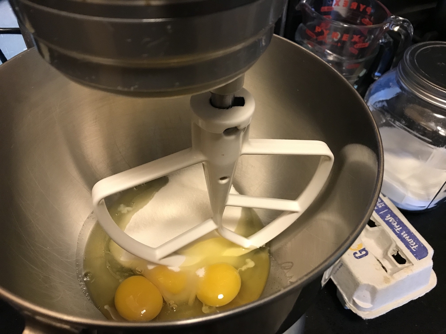 Beating eggs for Lebkuchen