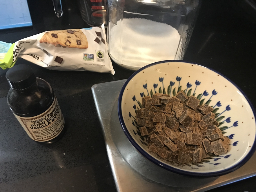 Adding chocolate to the Lebkuchen