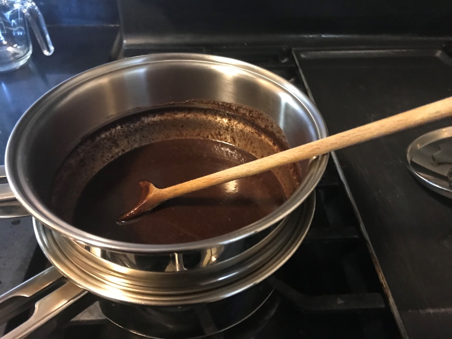 Preparing the chocolate glaze