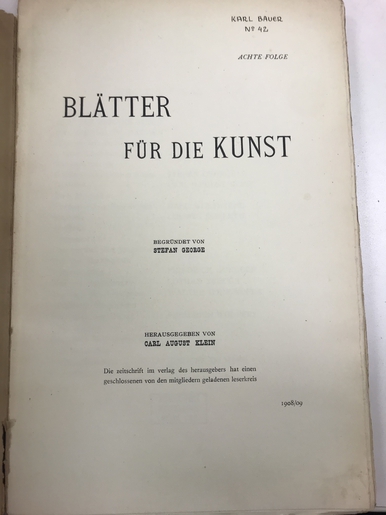 Blätter für die Kunst