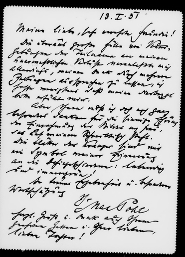 Johanna Meyer letter from Max Pohl