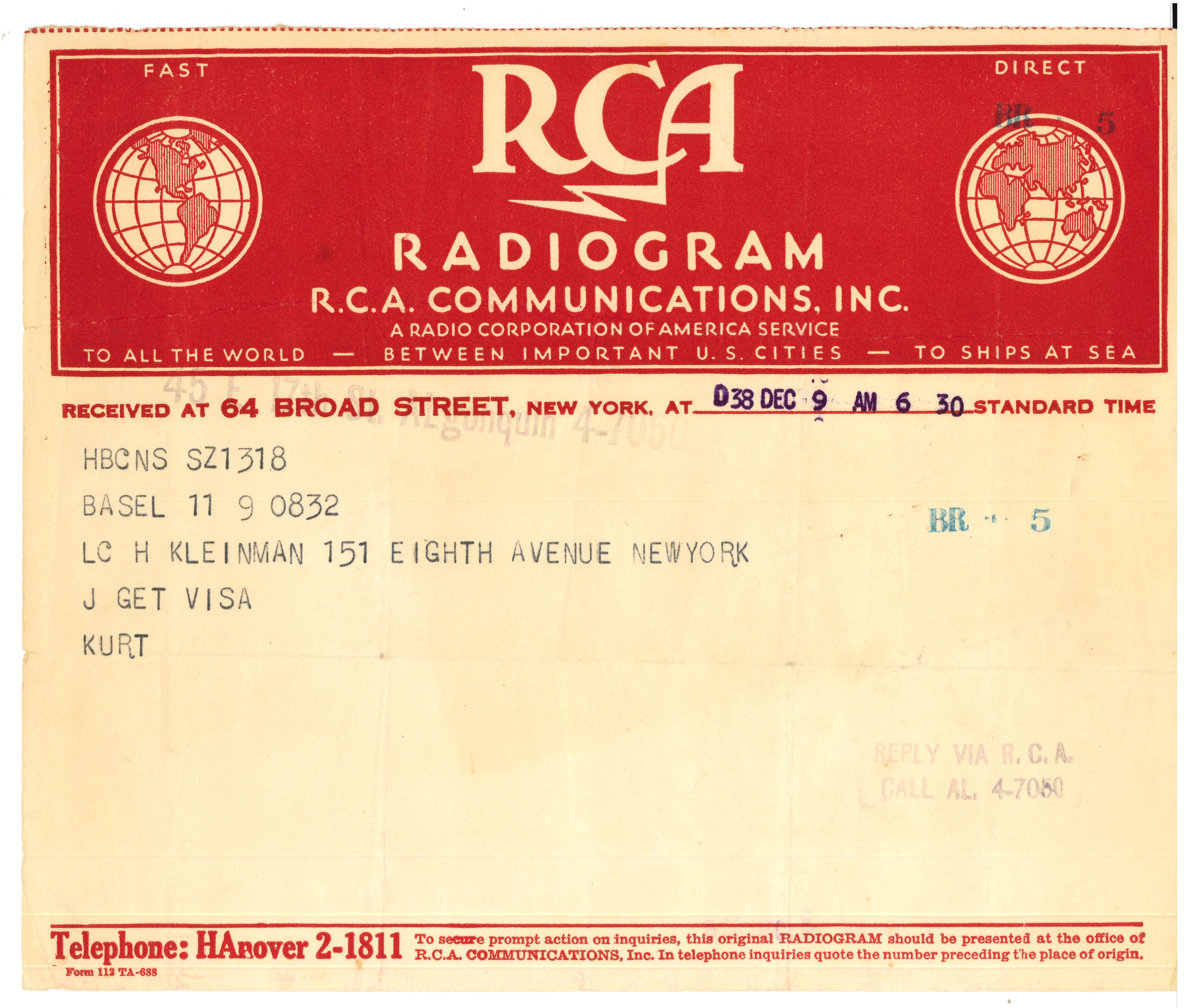 Kleinman telegram