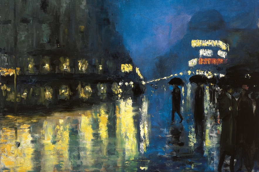 Lesser Ury, Potsdam Square by Night