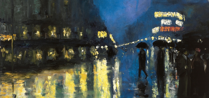 Lesser Ury, Potsdam Square by Night