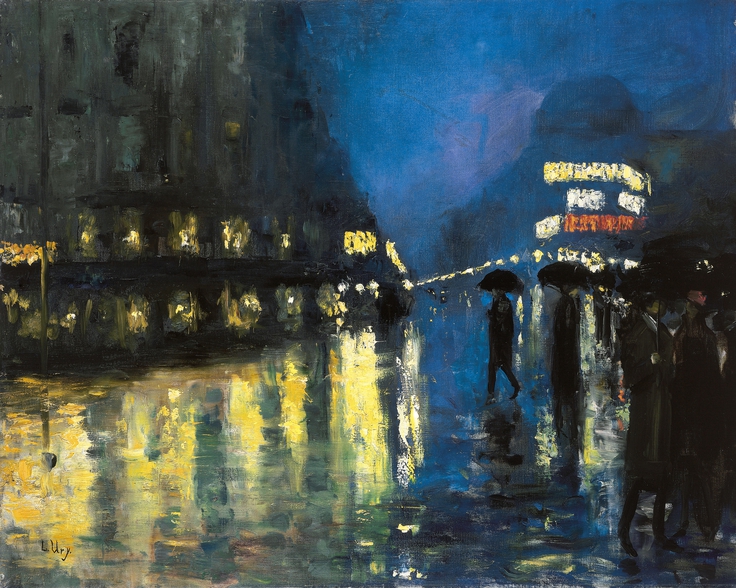 Lesser Ury, Potsdam Square by Night