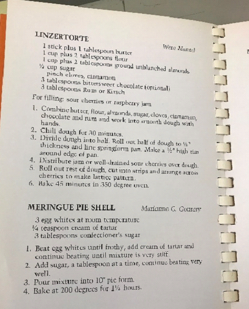 A recipe for Linzer torte, a classic Austrian pastry recipe, in <i>Recipes Remembered</i>