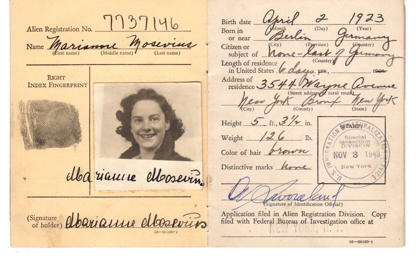 Marianne Mosevius U.S. Alien Registration Booklet