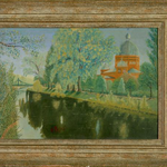 Landscape with view of Synagogue at Oppeln (Upper Silesia) by G. Pujos