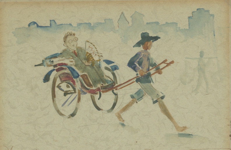 Self-Portrait in a Rickshaw by David Ludwig Bloch