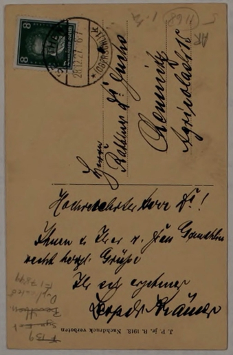 Beuthen Synagogue Postcard Verso