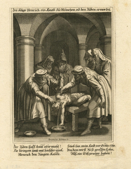 17th-century print depicting ritual murder of Bavarian boy by Jews
