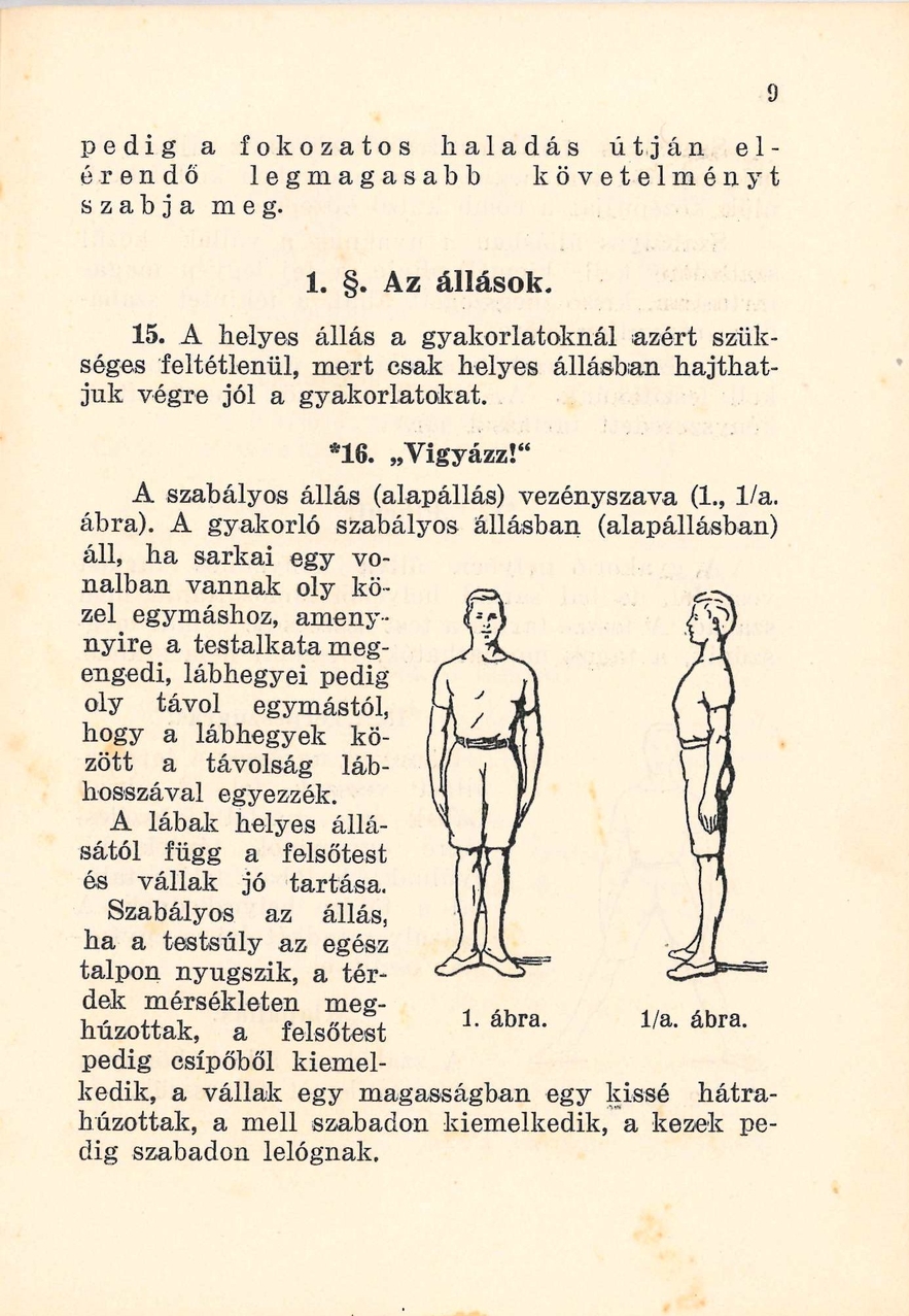 Good posture drawing in Hungarian booklet on healthy living, 1926