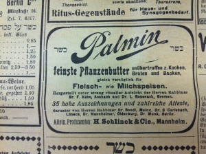 An advertisement for a butter substitute in a German-Jewish newspaper