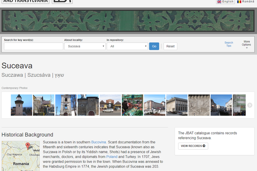 Jewish Bukovina and Transylvania Website Screenshot