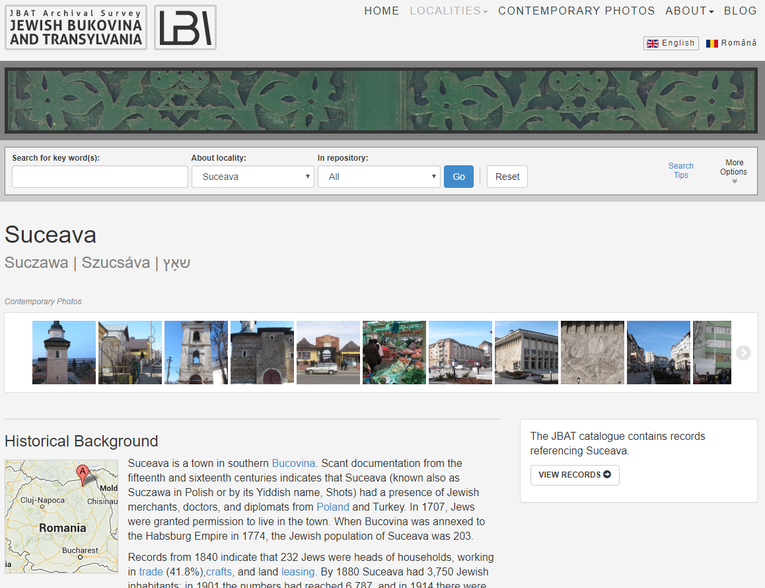 Jewish Bukovina and Transylvania Website Screenshot