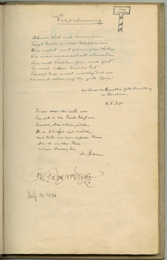 Page 2 in Albert Einstein’s guestbook