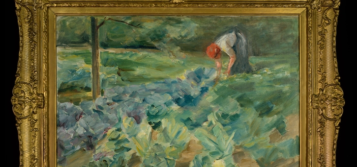 "Woman in a Cabbage Field", Painting by Max Liebermann