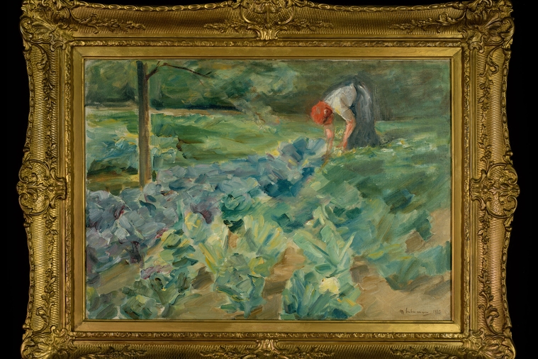 "Woman in a Cabbage Field", Painting by Max Liebermann