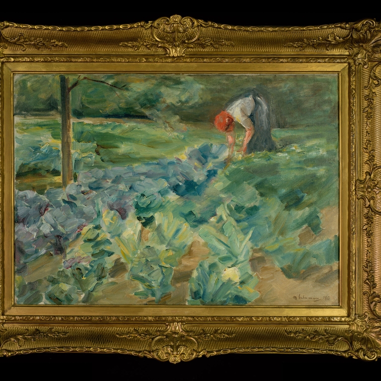 "Woman in a Cabbage Field", Painting by Max Liebermann