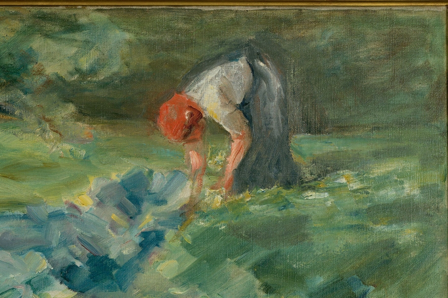 "Woman in a Cabbage Field", Painting by Max Liebermann