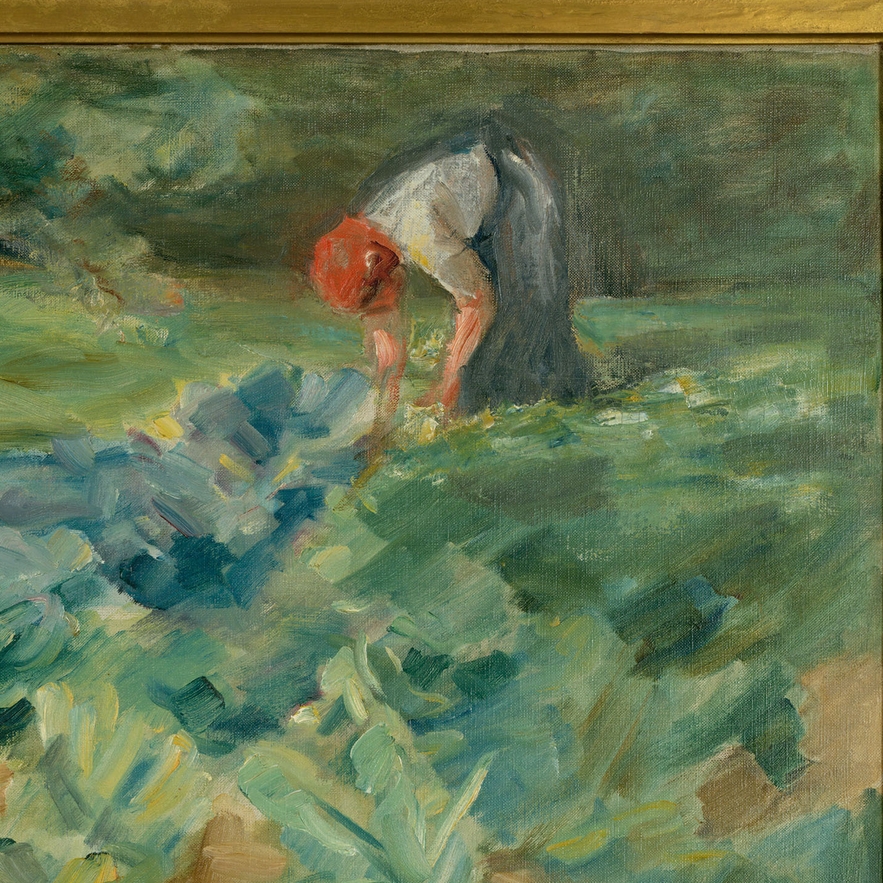 "Woman in a Cabbage Field", Painting by Max Liebermann