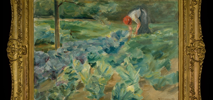 "Woman in a Cabbage Field", Painting by Max Liebermann