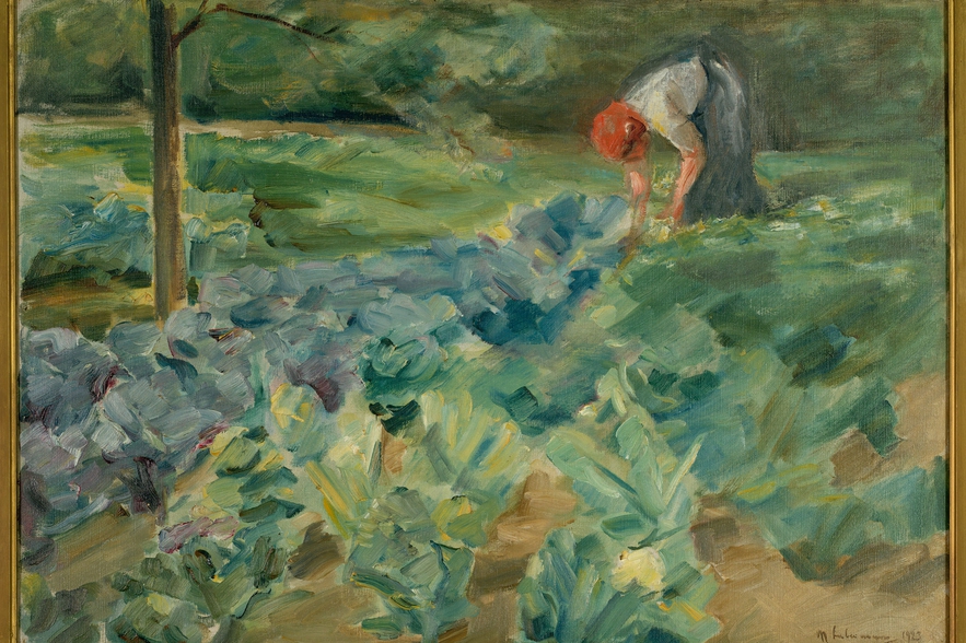 "Woman in a Cabbage Field", Painting by Max Liebermann