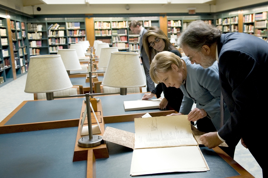 Angela Merkel in the Reading Room at the Center for Jewish History