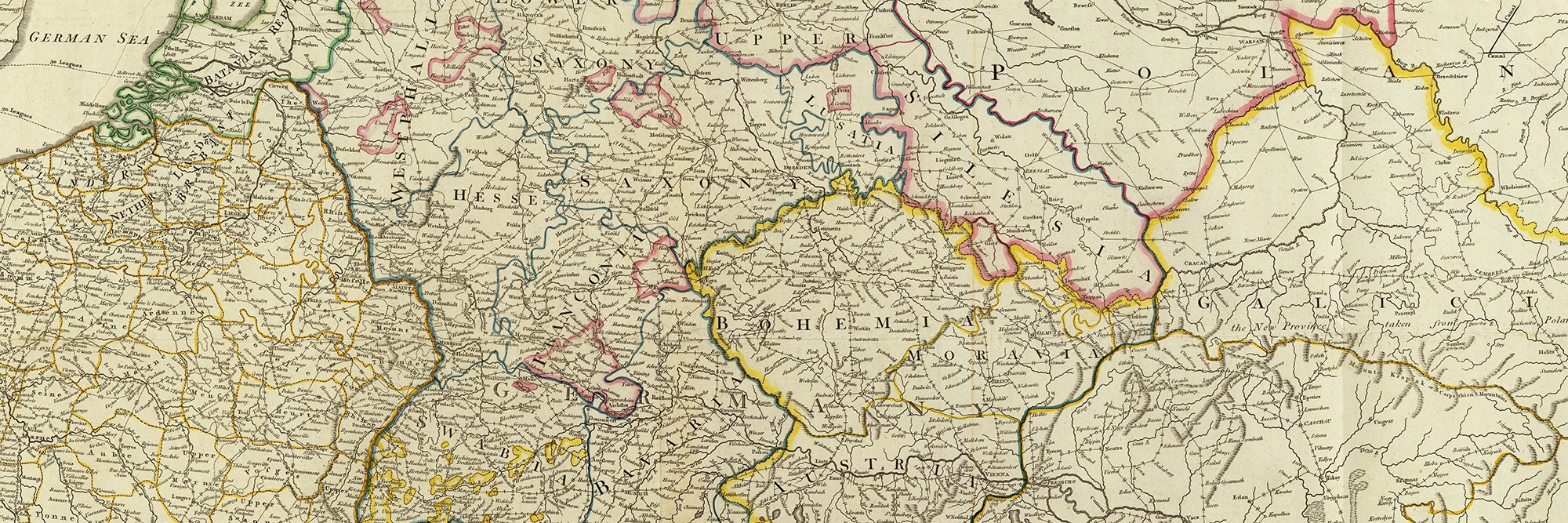 Map: Post Roads Germany, Hungary